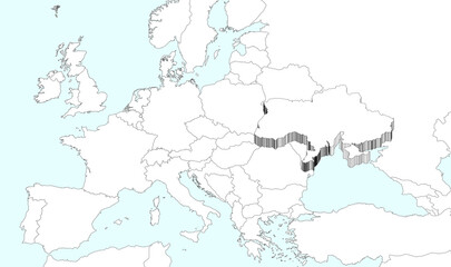 Ukraine: map to color or draw, for schools, workshops, various offices. Edges in three-dimensional form in evidence on the other states, all without color.