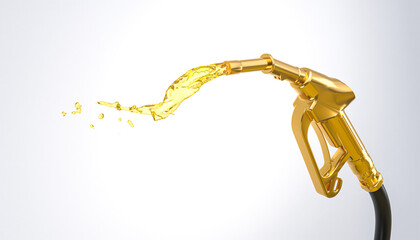 gold gasoline pump on the white background.
