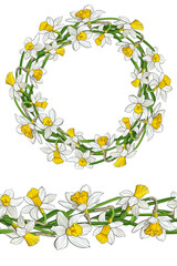 floral wreath and seamless pattern brush