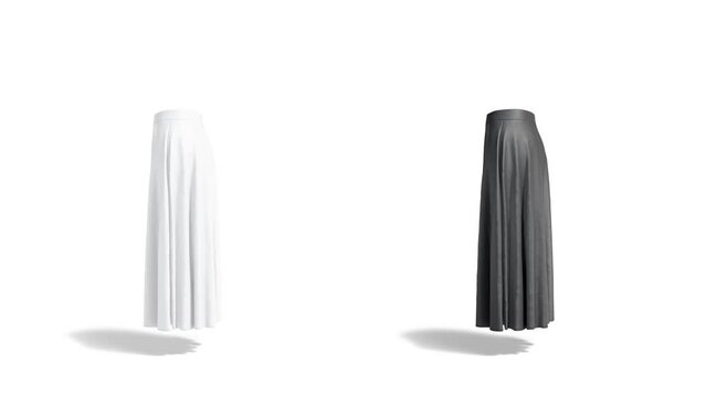 Blank black and white women maxi skirt mockup, looped rotation
