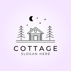 cottage logo vector minimalist line art design