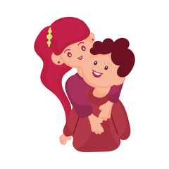 Isolated happy couple characters hugging each other Vector