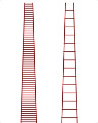 Ladder isolated on white.  Red ladders illustration on white background.