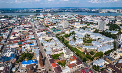 Fototapeta na wymiar Panoramic aerial top view of Kazan republic of Tatarstan Russia