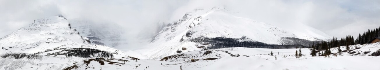 Panoramic view surounding the icefield parkway - Columbia icefield - Athabasca glacier - Alberta -...