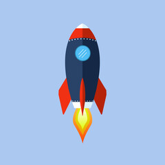 Rocket ship launch Startup background illustration. Concept of business product on market, startup, growth, creative idea. VECTOR EPS10.