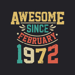 Awesome Since February 1972. Born in February 1972 Retro Vintage Birthday