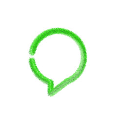 Speech bubble icon with grass. Sustainable symbol. Green thought bubble , environmental ecology icon. Editable creative template. Soft and realistic grass. Fluffy green isolated on white background.