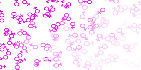 Light Pink vector texture with women's rights symbols.