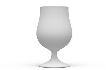 Frosty glass of fresh draft beer isolated on a white monochrome background.