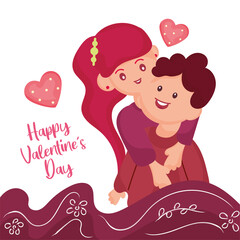 Isolated happy couple hugging each other Valentine day Vector