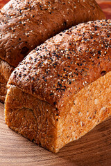 Wholemeal sourdough bread topped with sesame seeds