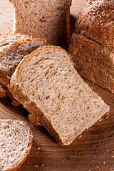 Wholemeal sourdough bread topped with sesame seeds