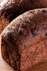 .Wholemeal bread from natural fermentation with cocoa and chocolate chips