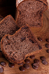 .Wholemeal bread from natural fermentation with cocoa and chocolate chips