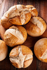 .Various types of naturally fermented breads together in a basket