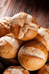 .Various types of naturally fermented breads together in a basket