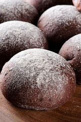 Fototapeta na wymiar .Homemade Australian bread with dark wholemeal flour. Burger format.