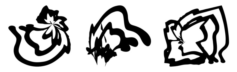 Fototapeta premium Vector abstract black spots. Black and white set of 3.