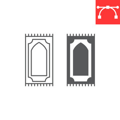 Prayer rug line and glyph icon, islam and pray, prayer carpet vector icon, vector graphics, editable stroke outline sign, eps 10.
