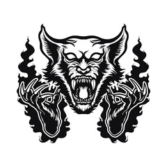 Warewolf Head and Hands vector Illustration