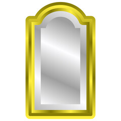 Mirror with golden frame vector illustration. Luxurious mirror for design element template.