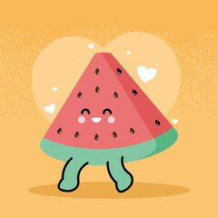 cute watermelon walking character