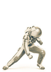 astronaut explorer power loading pose in white background