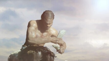 ancient primitive caveman render 3d 