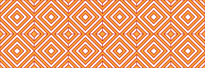 White and orange abstract line geometric diagonal square seamless pattern banner background. Vector illustration.