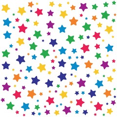 Rainbow stars pattern on the white background. Vector illustration.