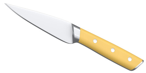 Chef's kitchen knife with a wooden handle isolated on white background.