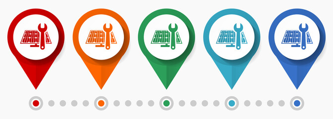 Renewable energy service concept vector icon set, flat design  pointers, infographic template easy to edit