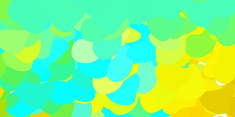 Light blue, yellow vector pattern with abstract shapes.