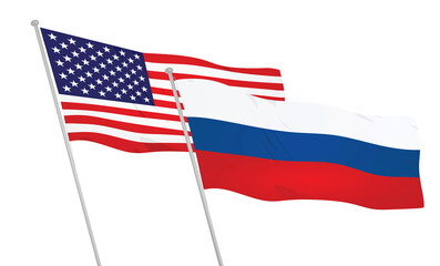 USA and Russia flags. vector