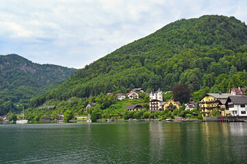 Fototapeta na wymiar Traunkirchen on Lake Traun Traunsee in Austria