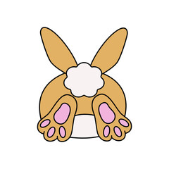 Easter bunny ears and feet. Cotton tail. Cute hand drawn vector illustration. Isolated white background. For Easter decor, cutouts, invitations and postcards