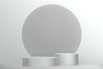 Abstract Podium minimal geometric white and gold.3D rendering
