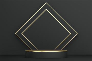 Black podium on background minimal design. 3D rendering