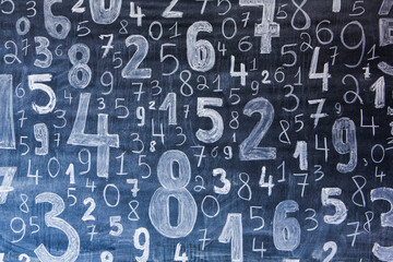 Background of numbers. from zero to nine. Numbers texture. Finance data concept. Mathematic. Seamless pattern with numbers. financial crisis concept. Business success.