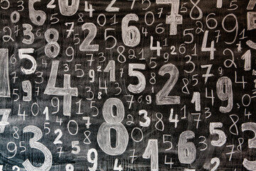 Background of numbers. from zero to nine. Numbers texture. Finance data concept. Mathematic. Seamless pattern with numbers. financial crisis concept. Business success.