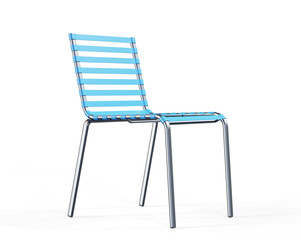 Green fabric chair with wooden legs. 3d render