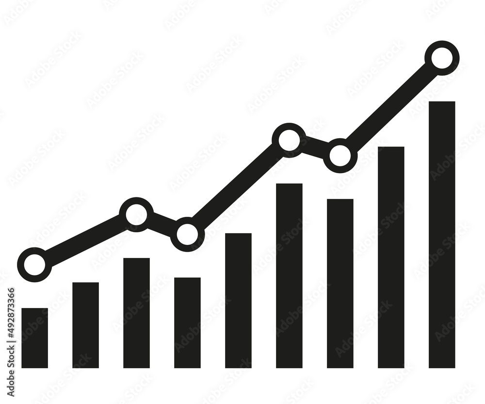 Wall mural graph with increase report. diagram with rise and gain progress