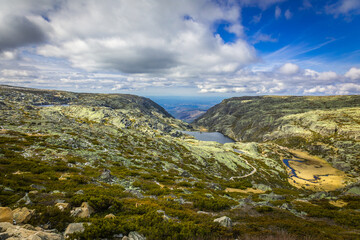 Landscape view of the top of the mountain with snow in the central massif of Serrra da Estrela - Portugal