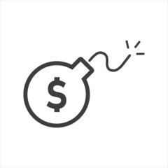 bomb icon with dollar sign on white background
