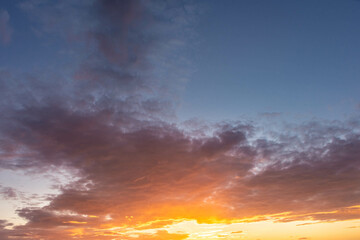 Fototapeta na wymiar Beautiful cloudy sky at sunset