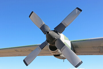 Naklejka na ściany i meble Propeller on a vintage military airplane 