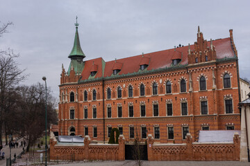 Fototapeta premium KRAKOW, POLAND, 7 JANUARY 2022: Landmark of the city center