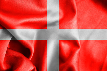 National flag of Denmark, silk background
