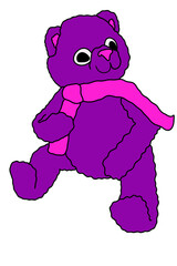 A little plush pink, purple bear.